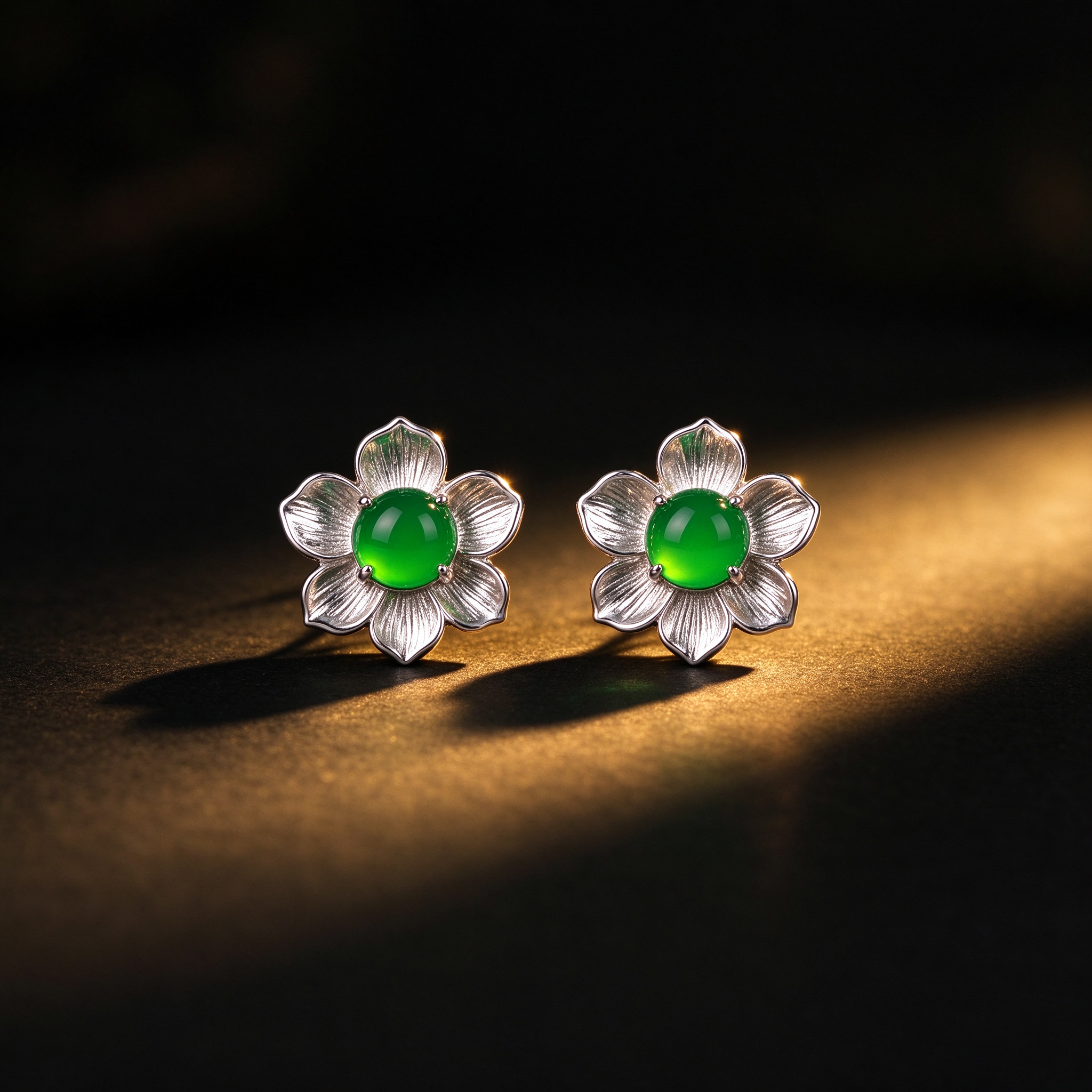 Imperial-Green Chalcedony Studs — Deluxe S925-Plated
