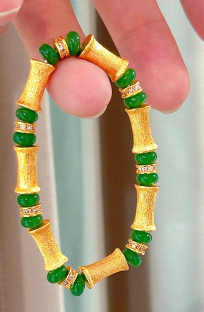 Gold-Shop Style Bamboo-Segment Chalcedony Bracelet — Zircon