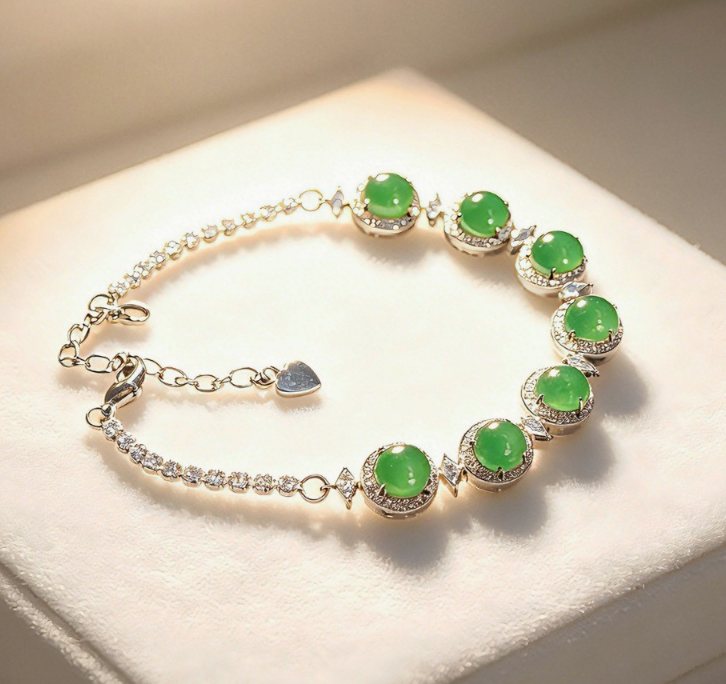 High-Ice Chalcedony Bracelet — Silver-Plated, New-Chinese Style